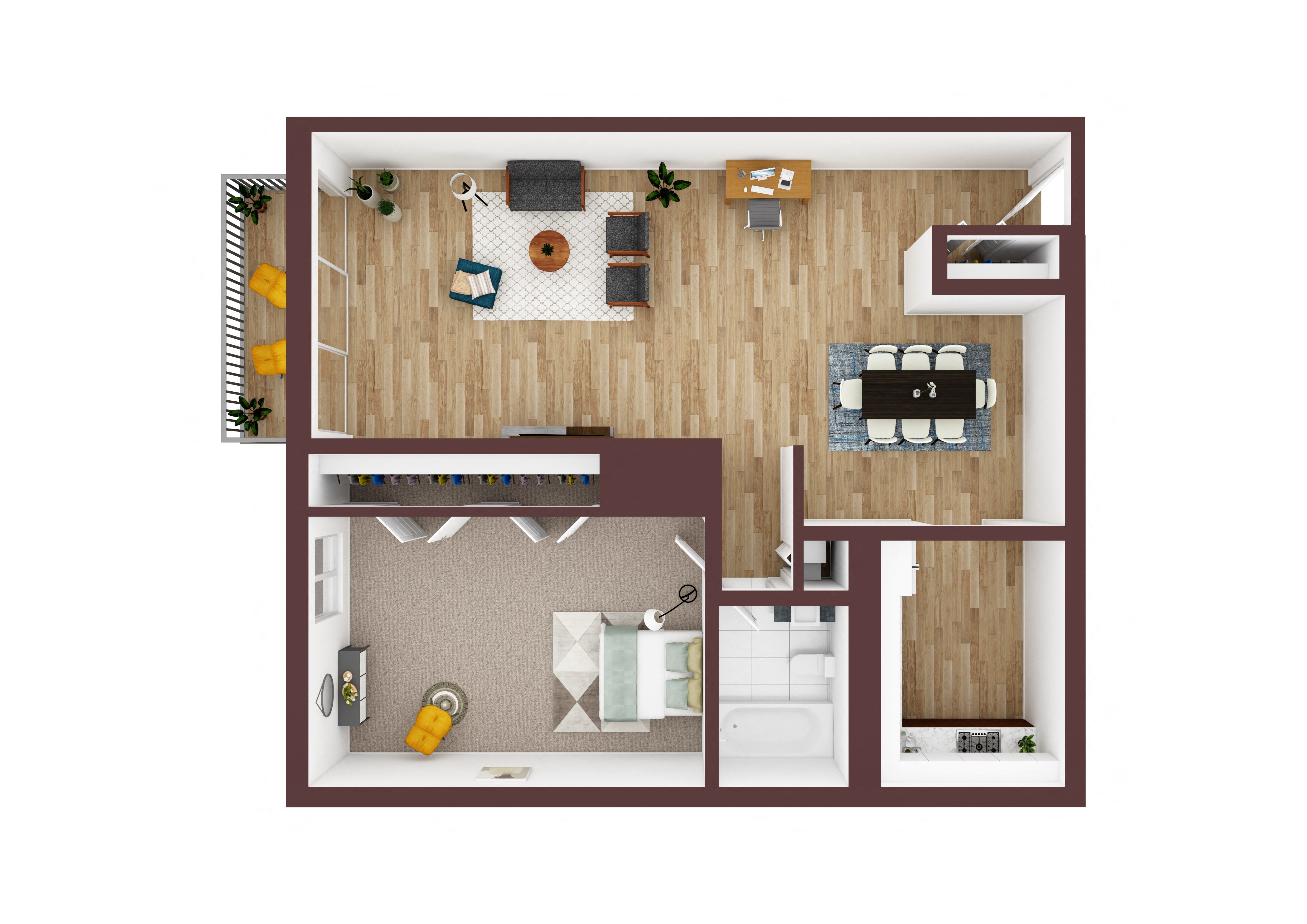 Montrose- 1 Bedroom 1 Bath Apt. with modern appliances, wood-plank flooring, and lots of closet space.